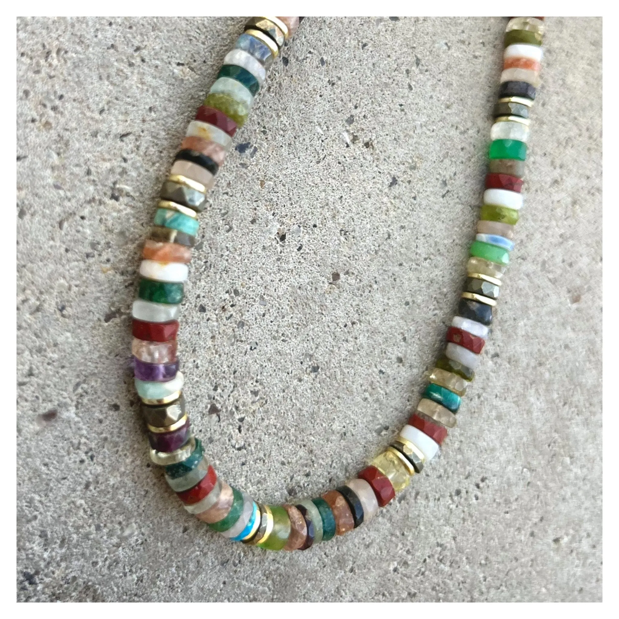 Long Striped Beaded Necklace