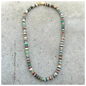 Long Striped Beaded Necklace