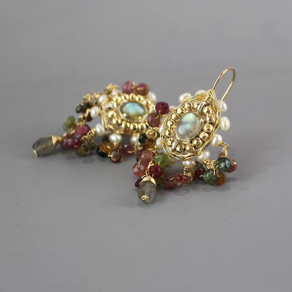 Maharaja Pearl Labradorite Earrings