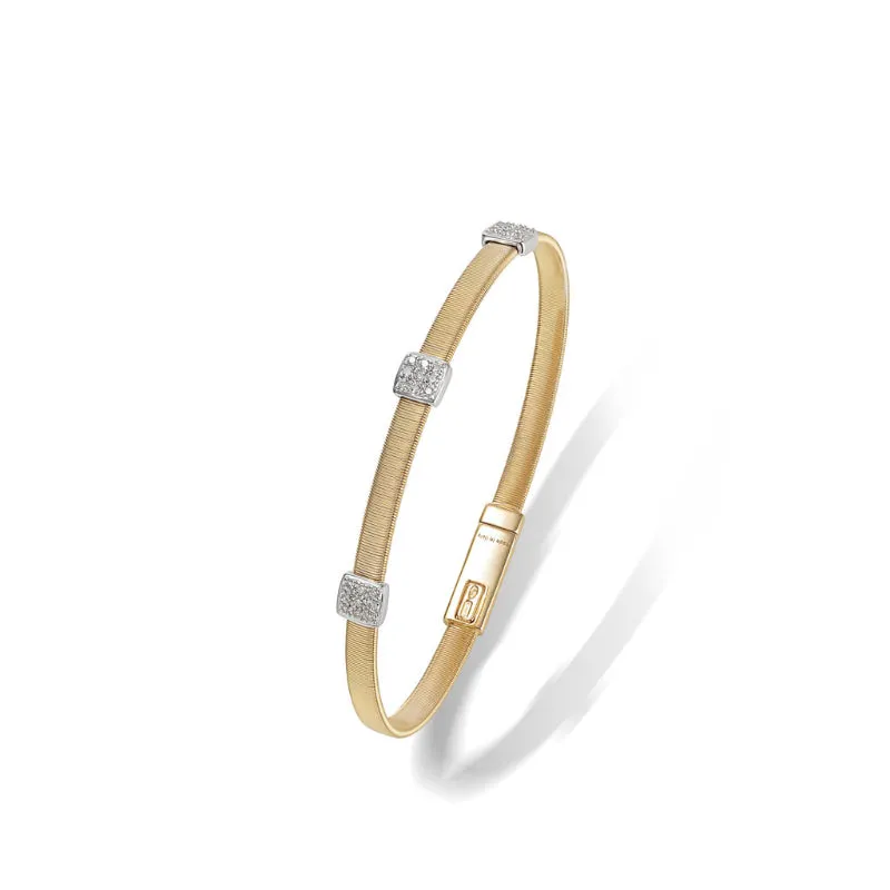 Marco Bicego Masai Collection 18K Yellow Gold and Diamond Three Station Bracelet