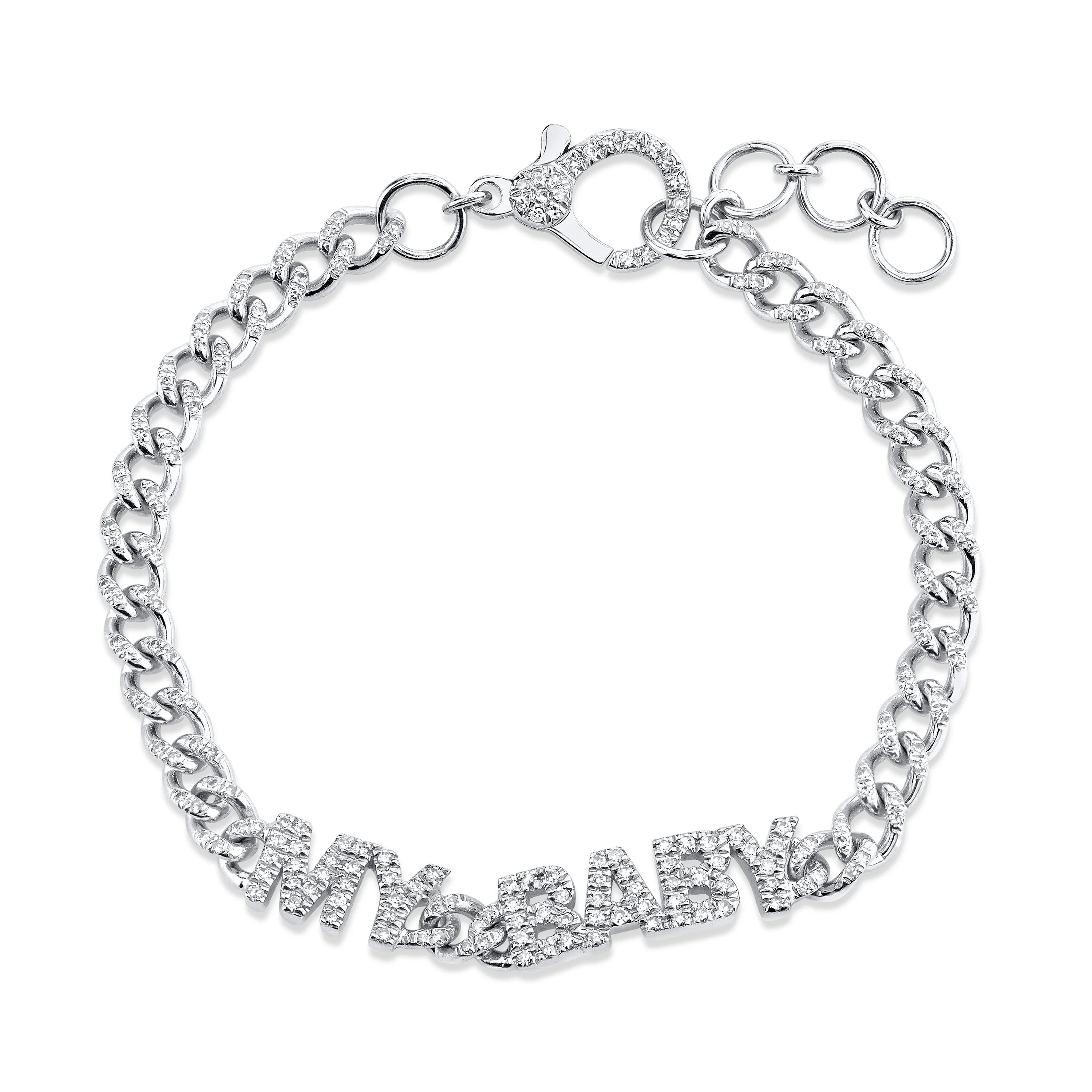 MINI ME DIAMOND PAVE "MY BABY" BABY LINK BRACELET