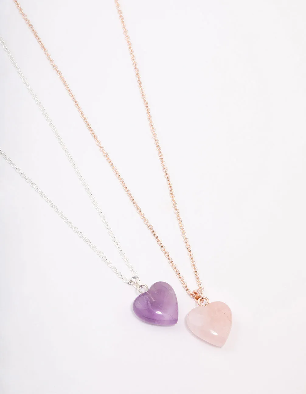 Mixed Metal Semi-Precious Heart Necklace Pack