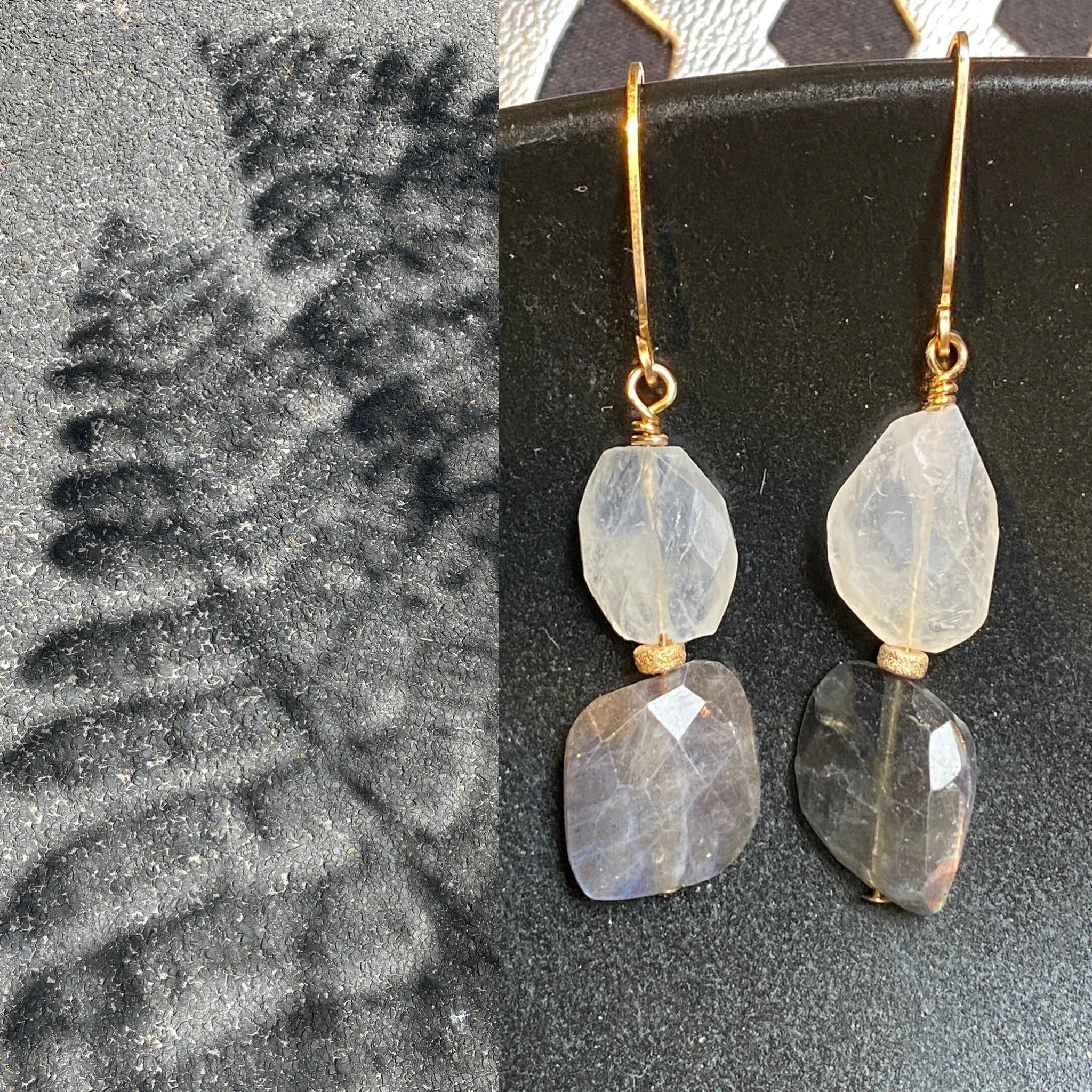 Moonlight Labradorite & Moonstone Double Drop Earrings