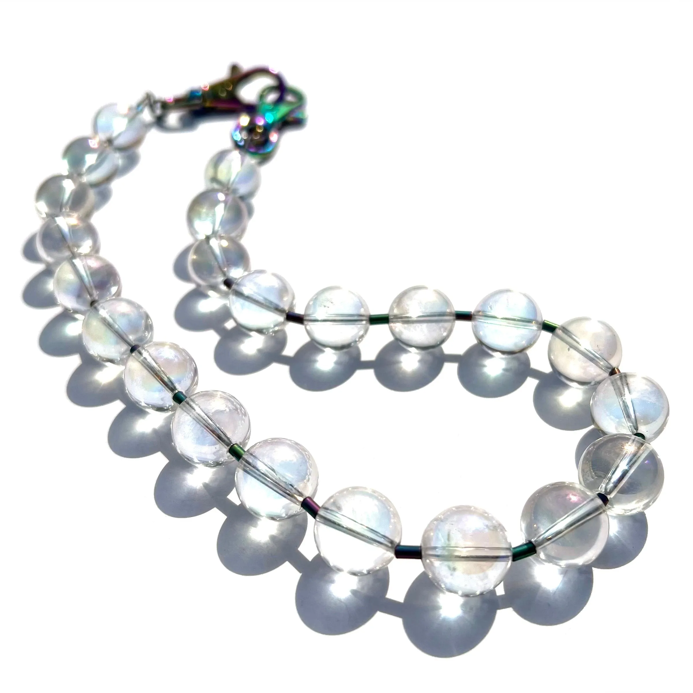 MPR x IMAGINARIUM: Clear Quartz Spheres   Iridescent Hematite Mix Necklace