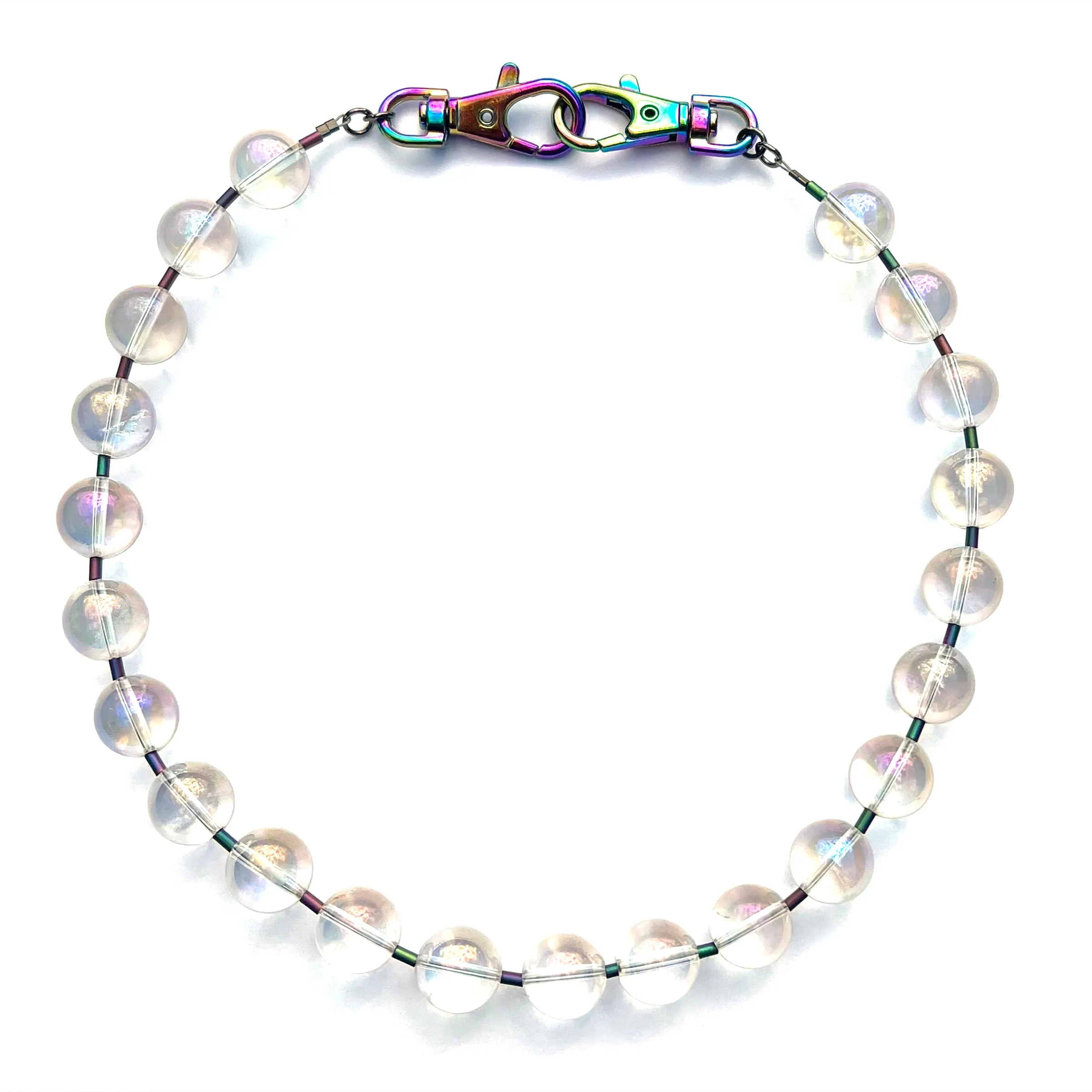 MPR x IMAGINARIUM: Clear Quartz Spheres   Iridescent Hematite Mix Necklace