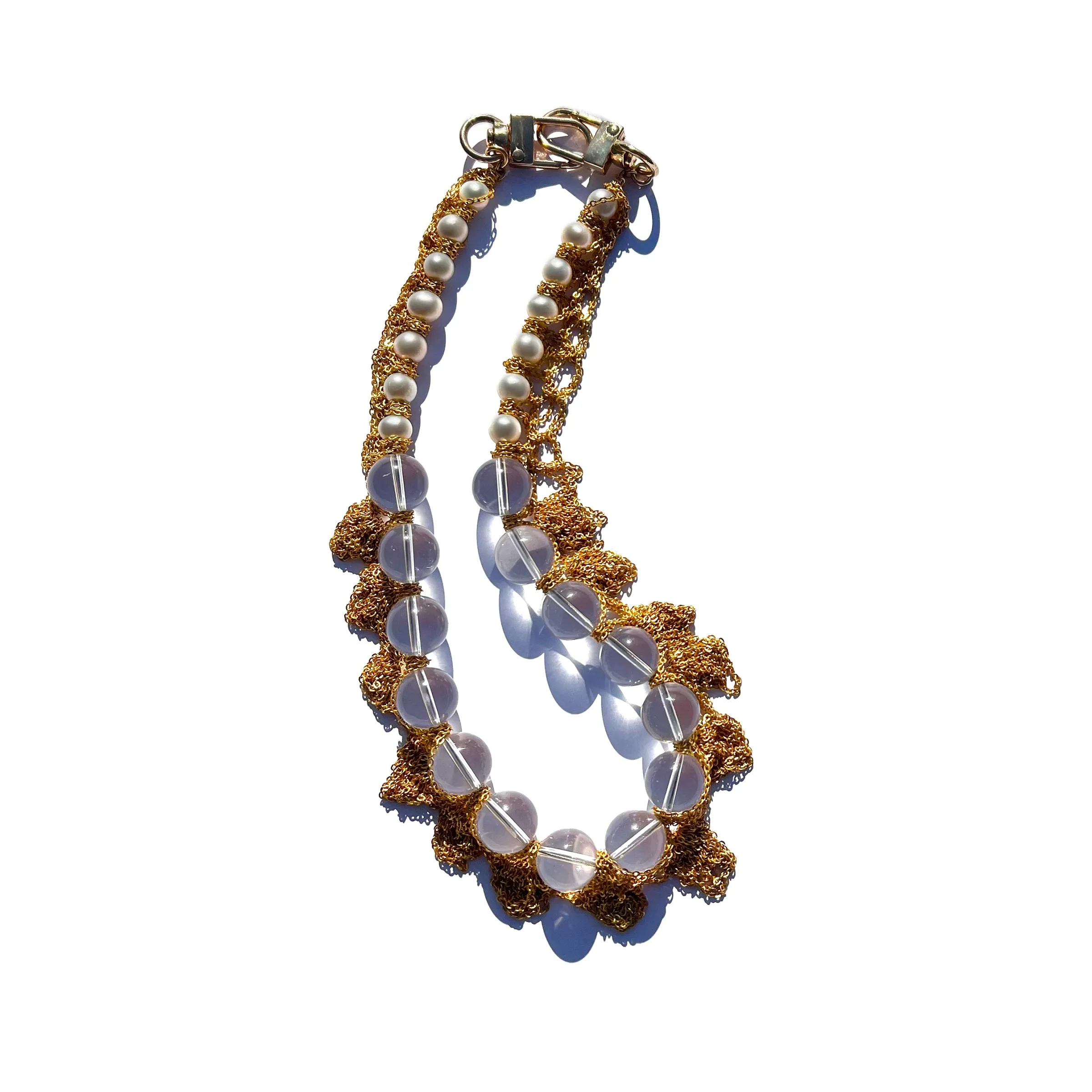 MPR x THE IMAGINARIUM: Scalloped Crochet Chain Clear Quartz and Pearl Necklace