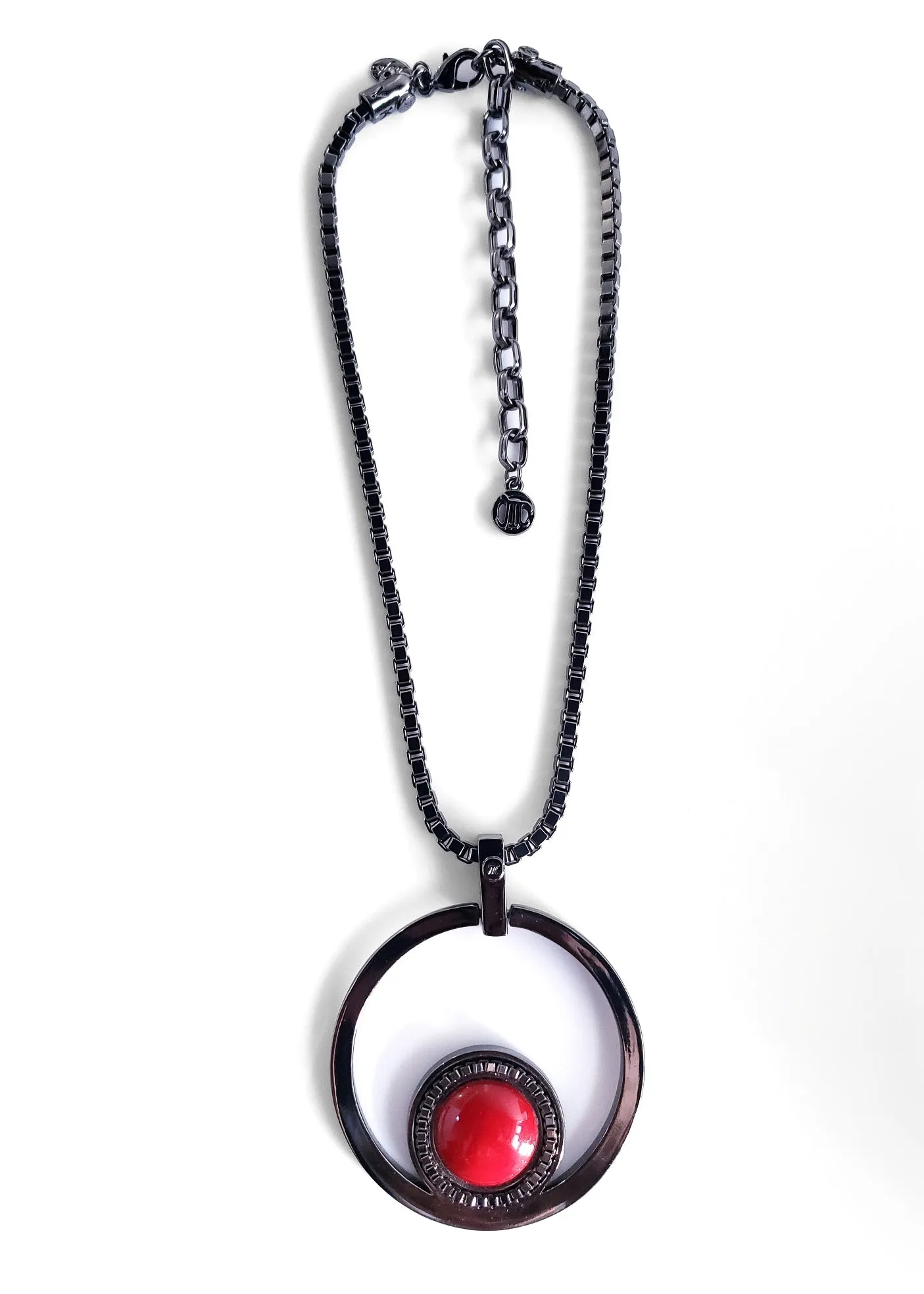 Myka - Ruthenium Round Pendant Necklace