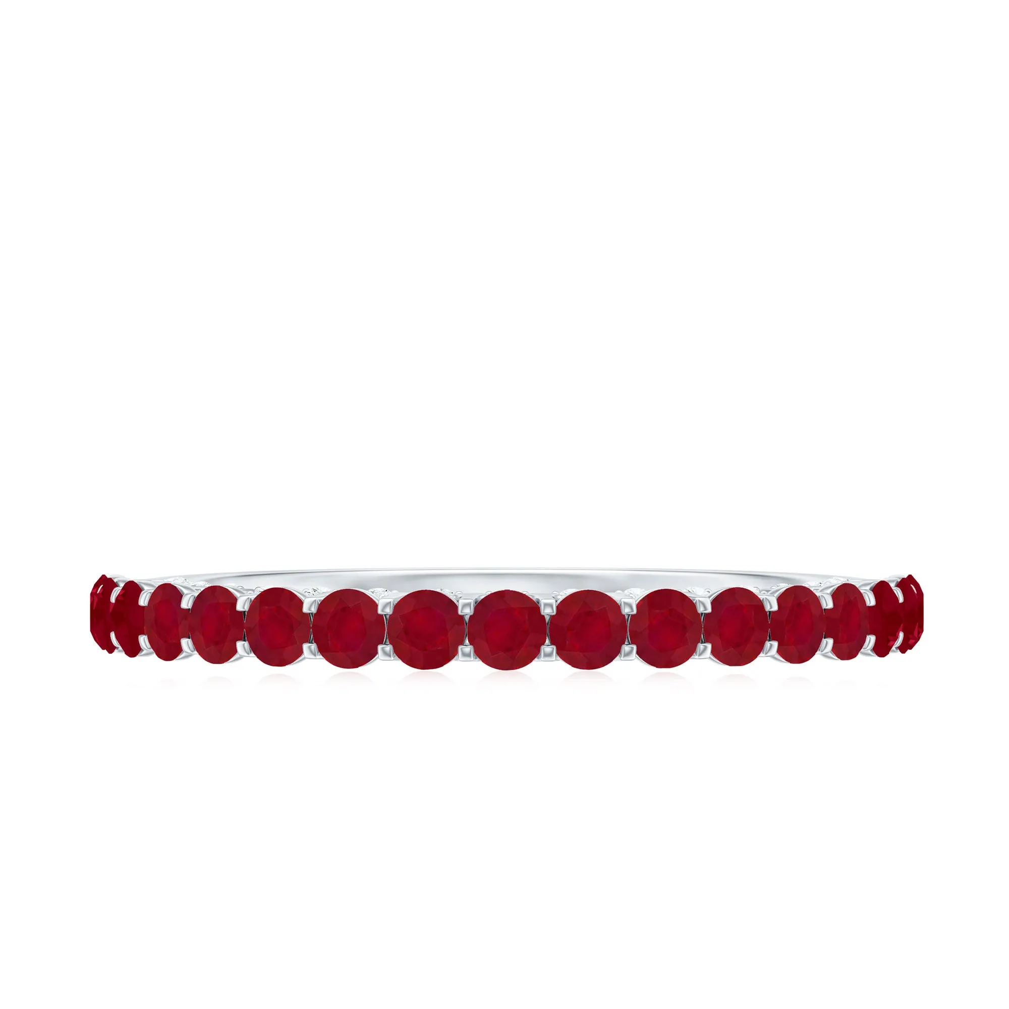 Natural Ruby Simple Stackable Ring with Diamond Accent