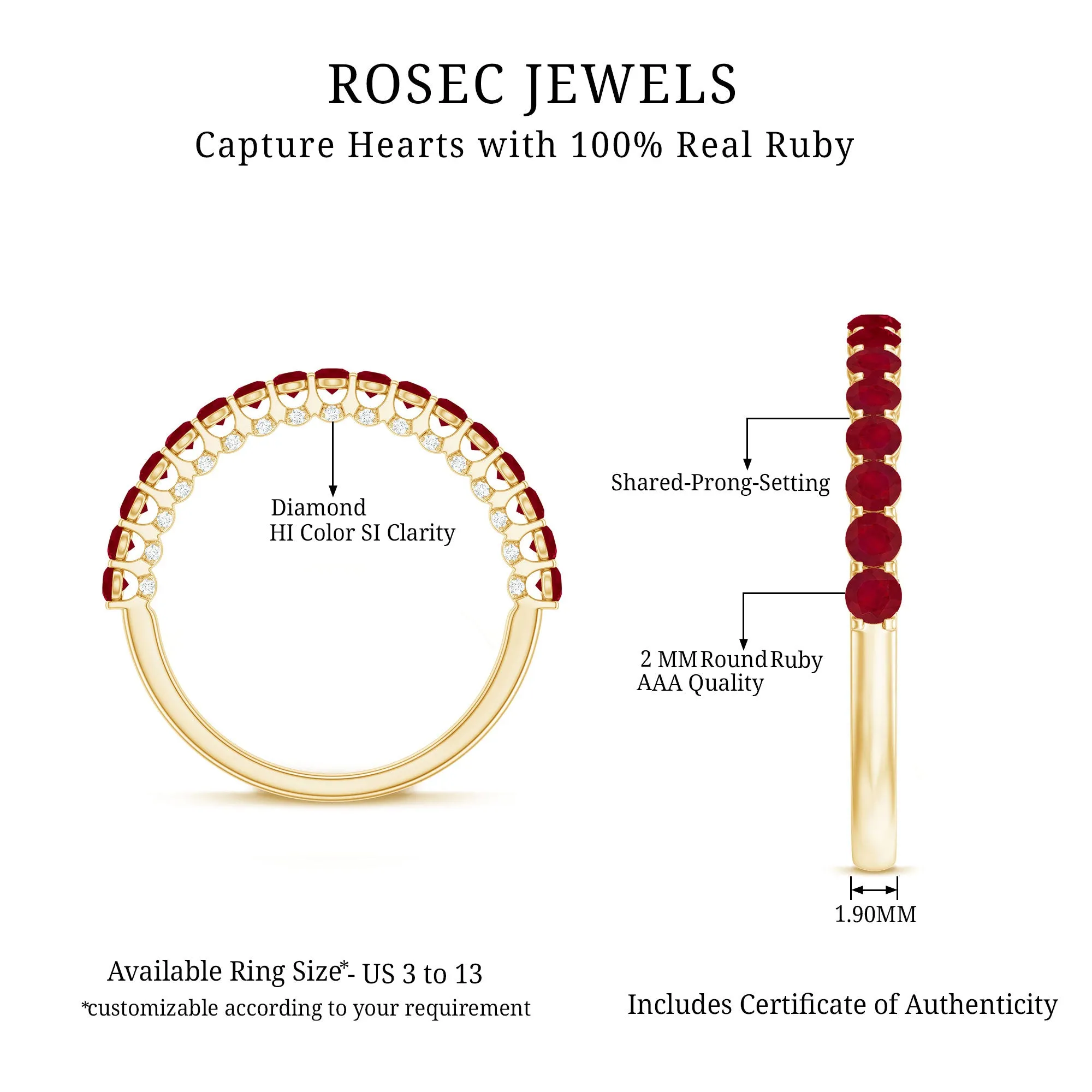 Natural Ruby Simple Stackable Ring with Diamond Accent