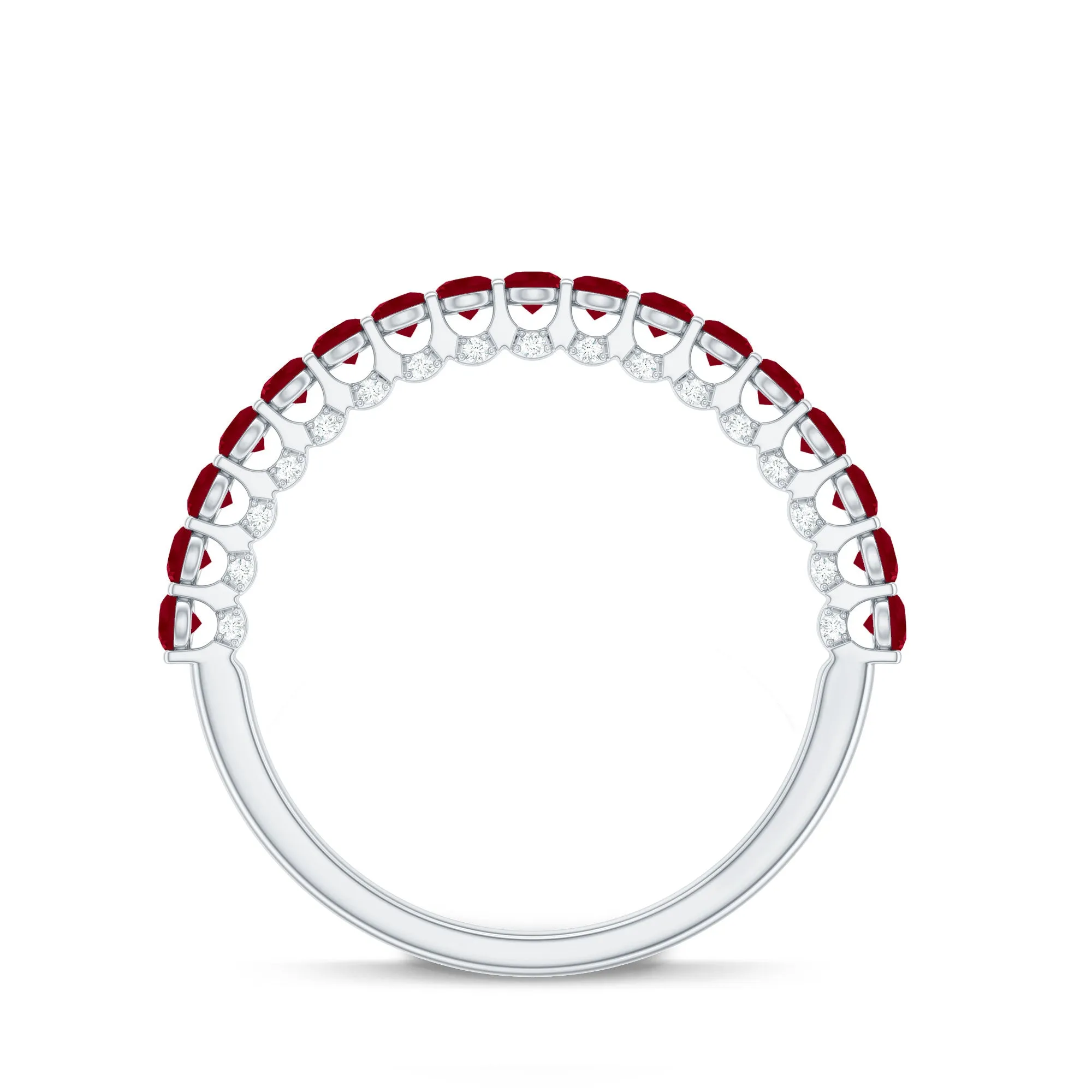 Natural Ruby Simple Stackable Ring with Diamond Accent