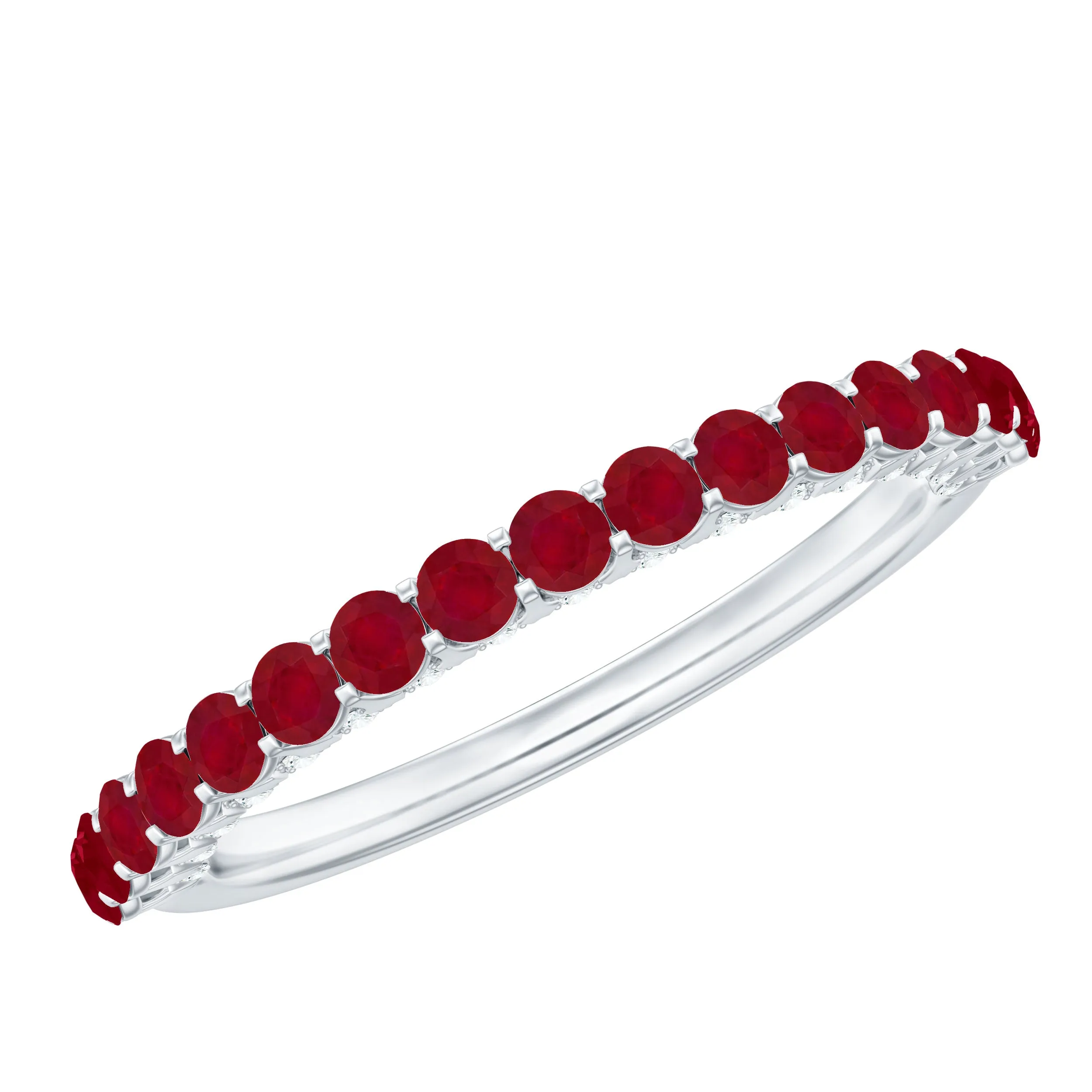 Natural Ruby Simple Stackable Ring with Diamond Accent