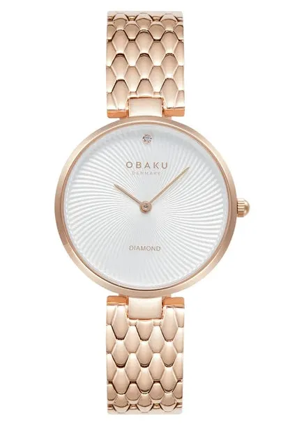 OBAKU DIAMANT-FUCHSIA ROSE GOLD BRACELET DIAMOND PATTERN V256LXVISV