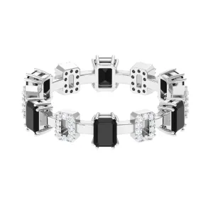 Octagon Cut Black Onyx Eternity Ring with Diamond