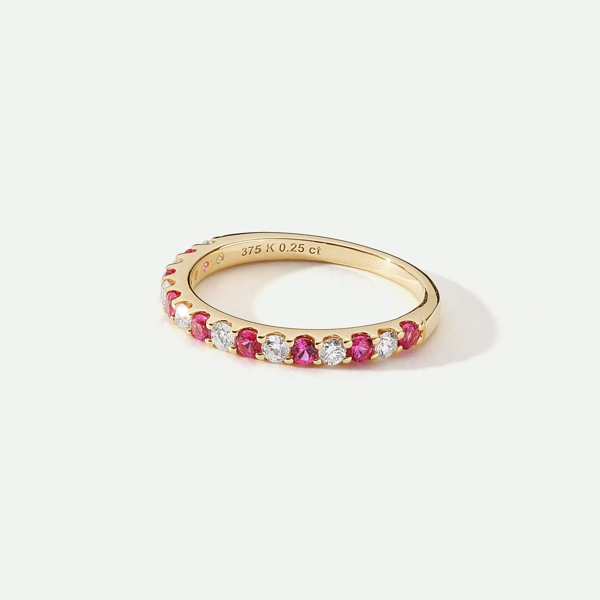 Odette | 9ct Yellow Gold 0.25ct tw Lab Grown Diamond and Created Ruby Eternity Ring