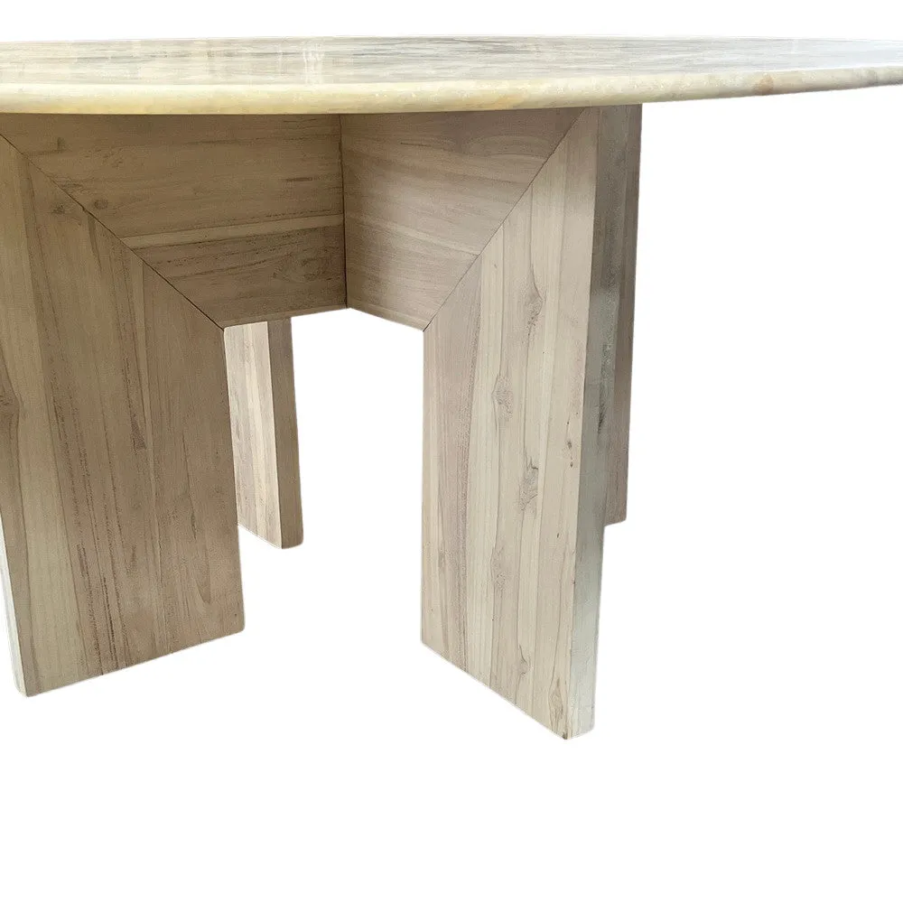 Onyx Dining Table With Teak Wood Base