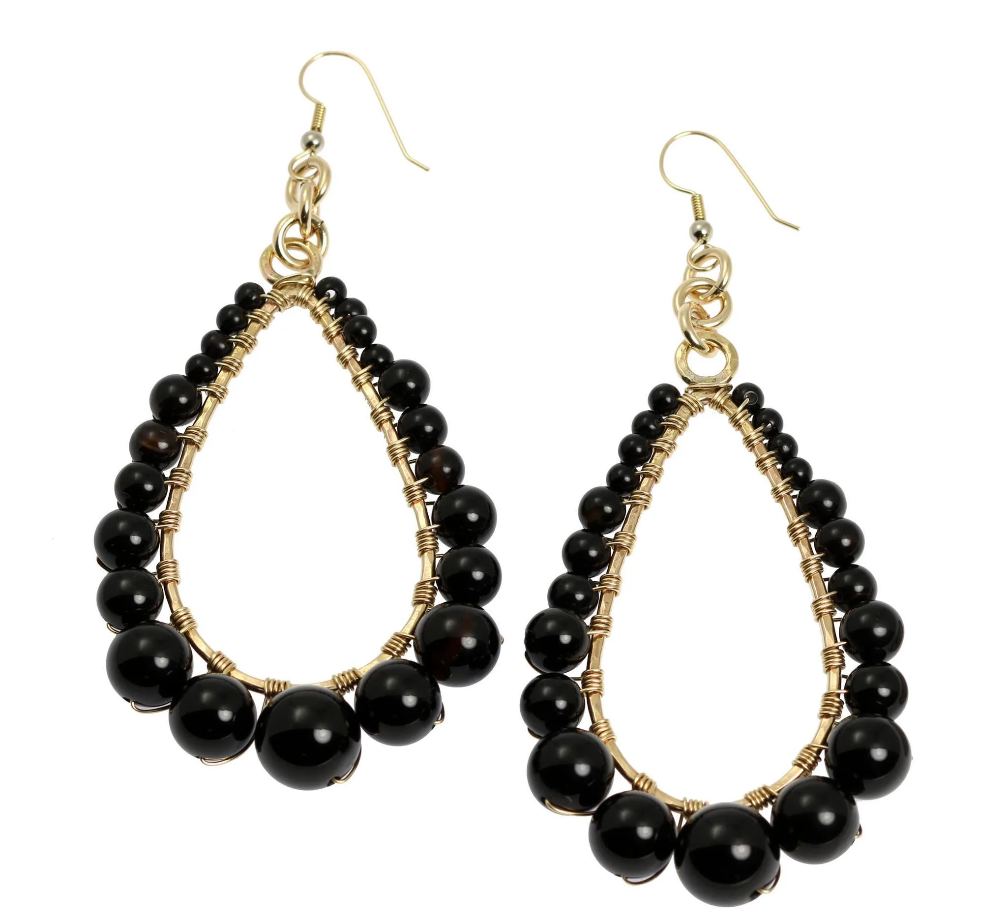 Onyx Wire Wrapped 14K Gold-filled Tear Drop Earrings