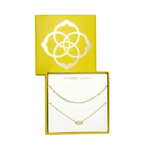 Open Box - Emma 14K Gold Over Brass Pendant Necklace Gift Set 2pc - Rose Quartz