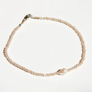 Peach Moonstone   Pearl Bracelet