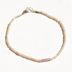 Peach Moonstone   Tourmaline Bracelet No.26