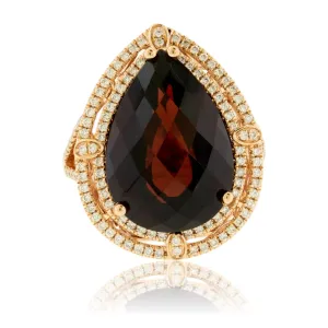 Pear Garnet Double Diamond Ring