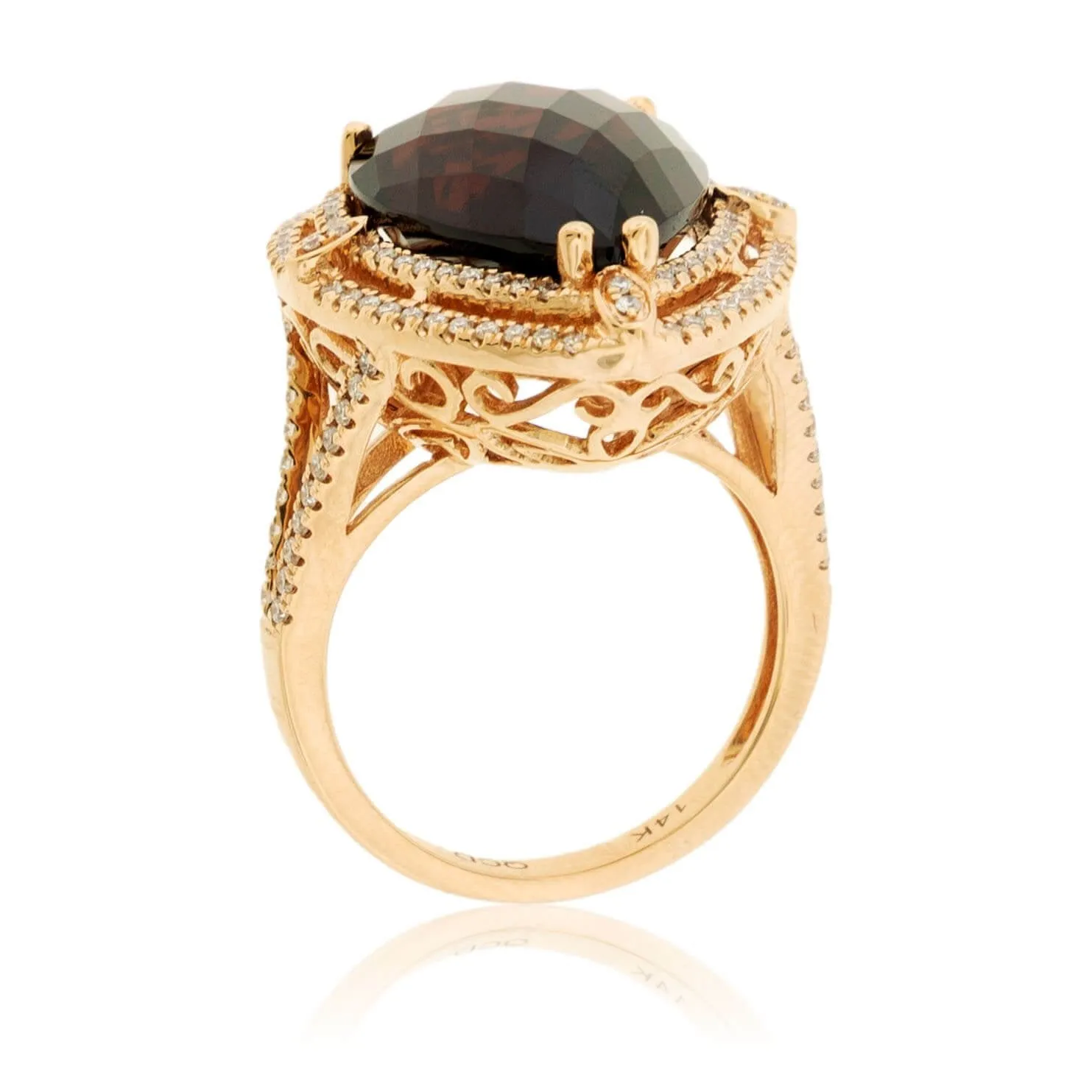 Pear Garnet Double Diamond Ring