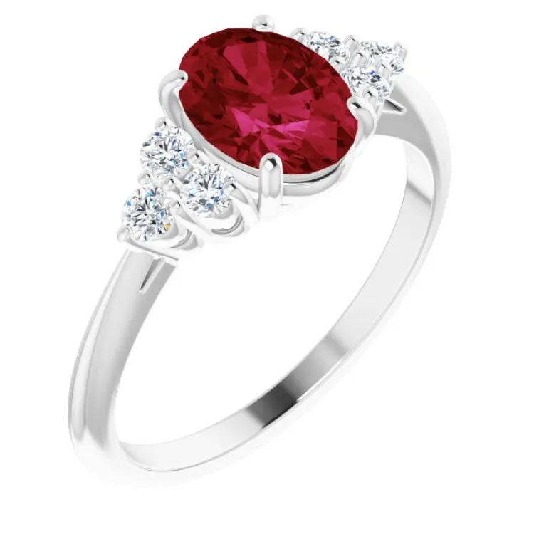 Platinum Lab-Grown Ruby & 1/6 CTW Natural Diamond Ring