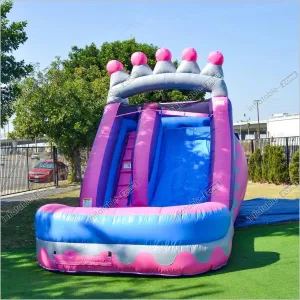 Princess Tiara Commercial Backyard Bouncers And Party Grade Crown Inflatable Water Slide With Pool