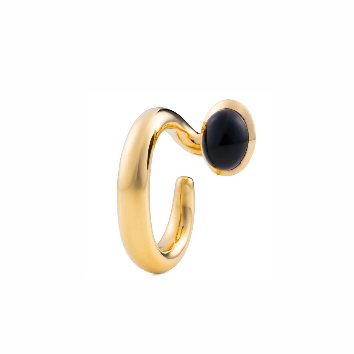 "Parakeet" Cabochon Onyx Earr Cuff Gold Plating