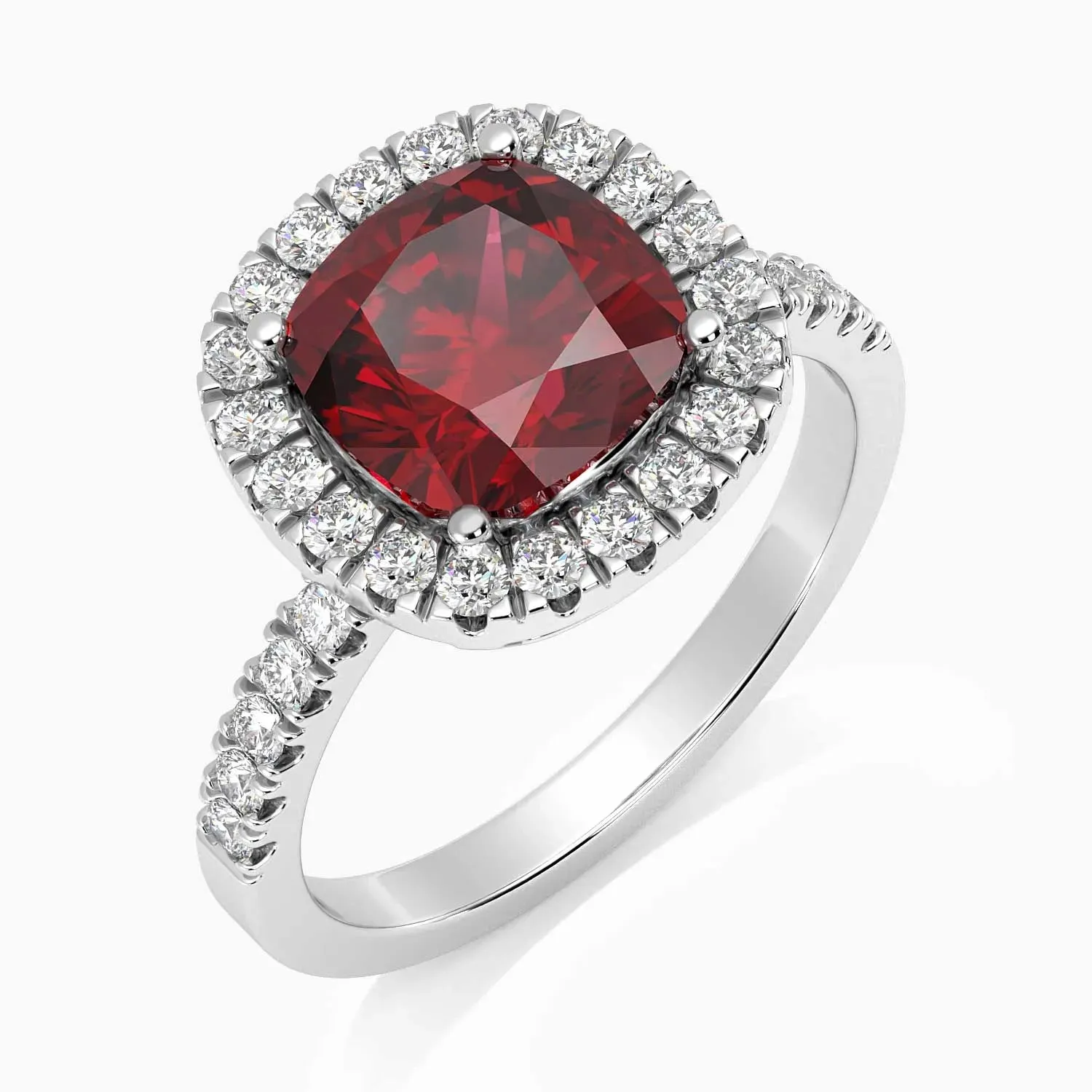 Radiant Majesty: Sterling Silver Garnet Halo Statement Ring