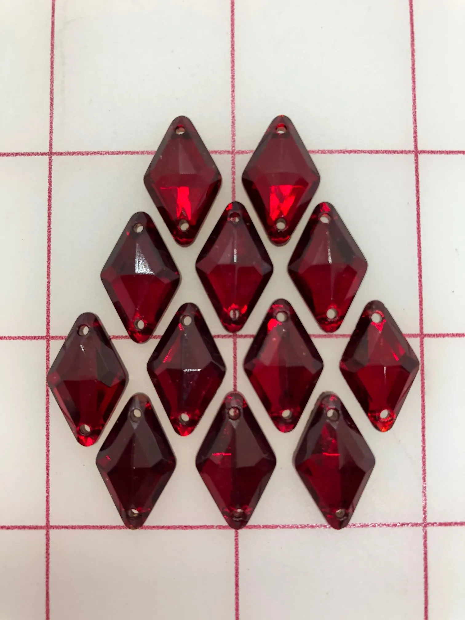 Rhinestones - 18x11mm Czech Siam Ruby Diamond Sew-On 12-Pack