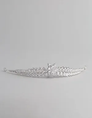 Rhodium Cubic Zirconia Fern Hair Garland