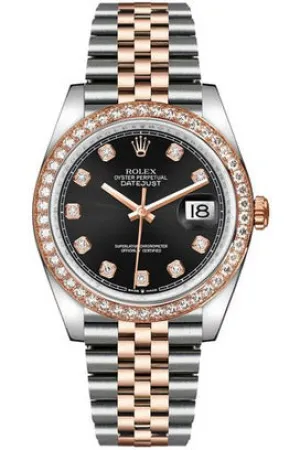 rolex datejust 36 diamond everose gold women's watch 126281rbr