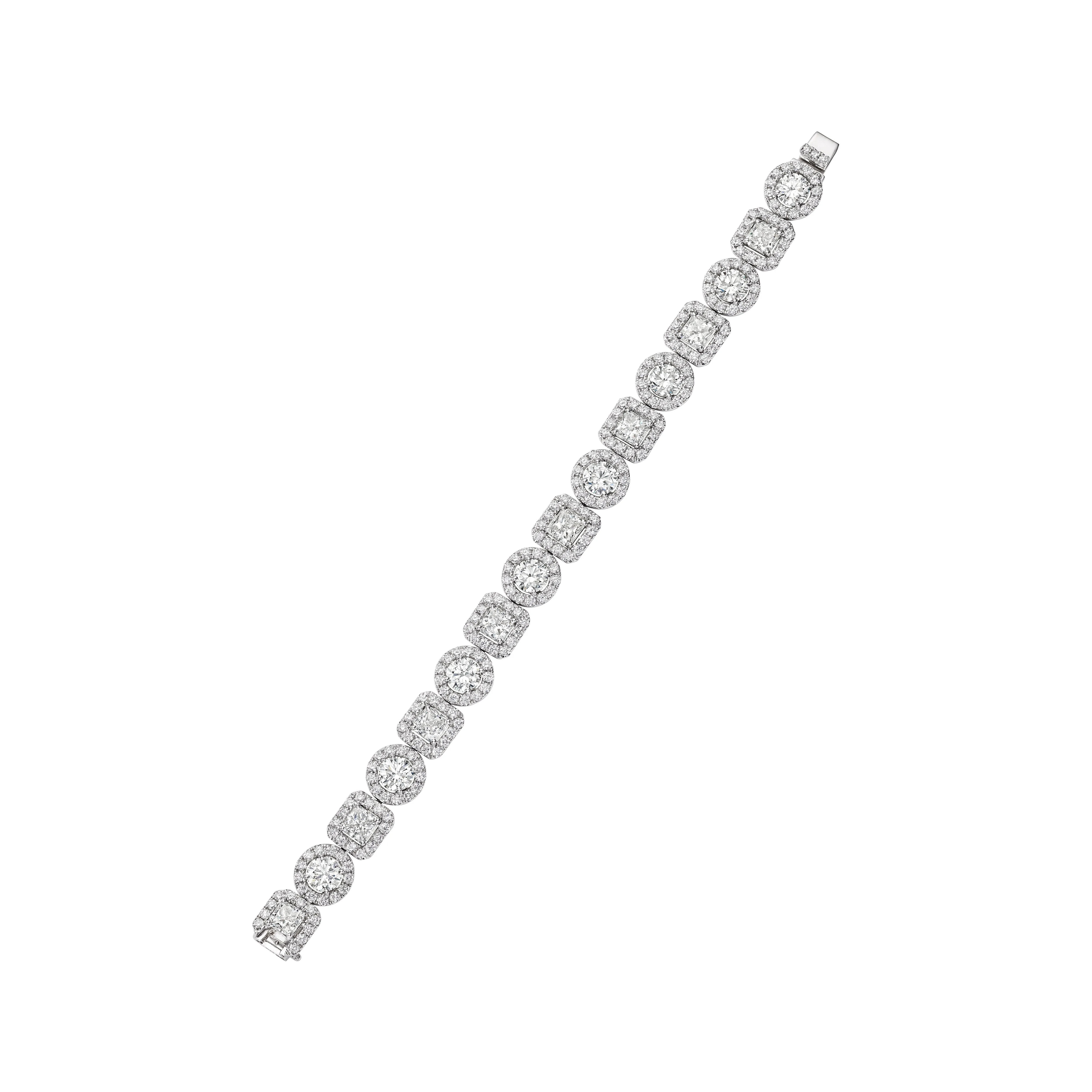 Round and Radiant Cut Diamond Bracelet, 16 CT