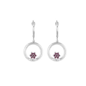 Ruby and Diamond Dangle Earrings in 10K White Gold