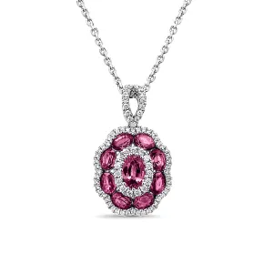 Ruby and Diamond Flower Pendant