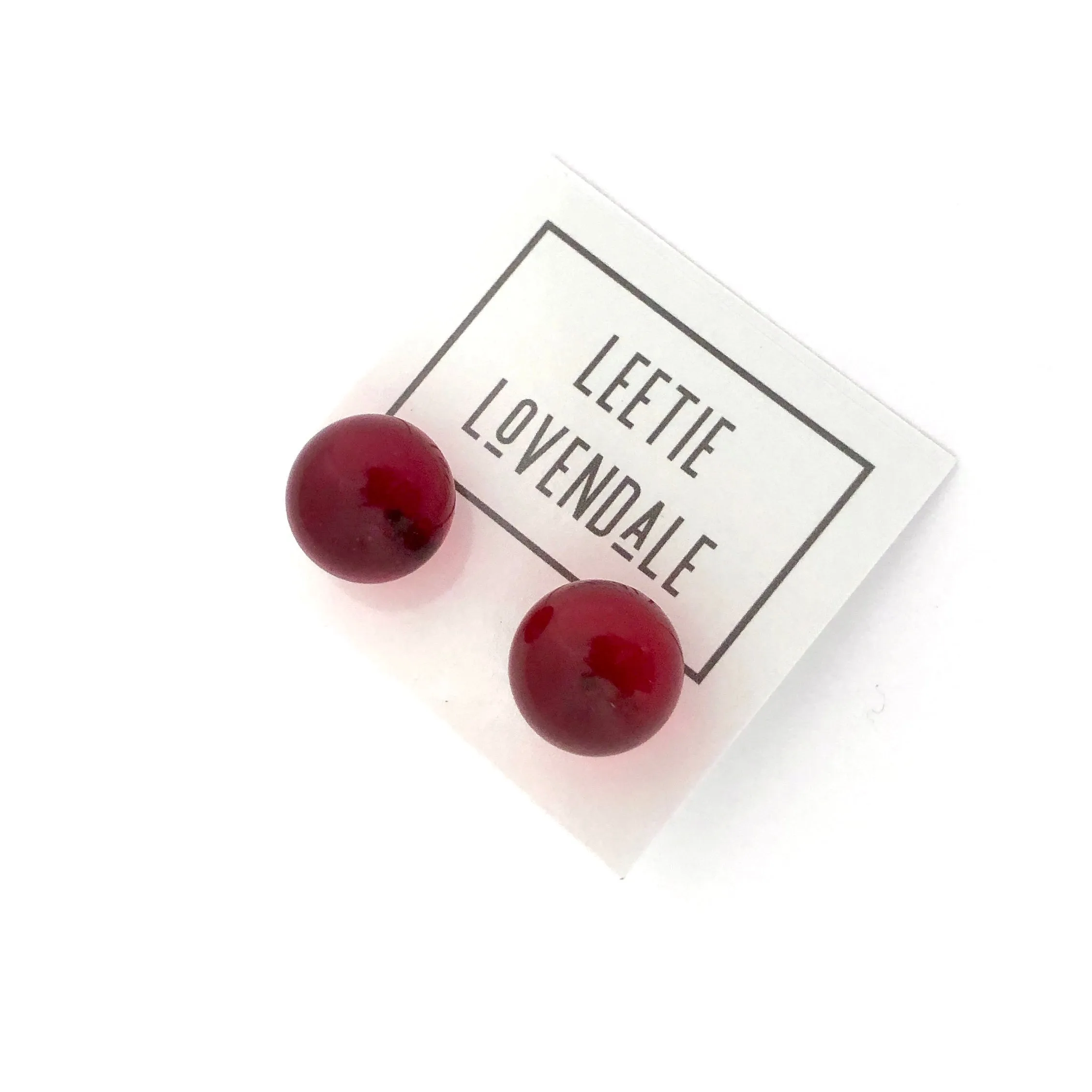 Ruby Red Transparent Jumbo Ball Stud Earrings