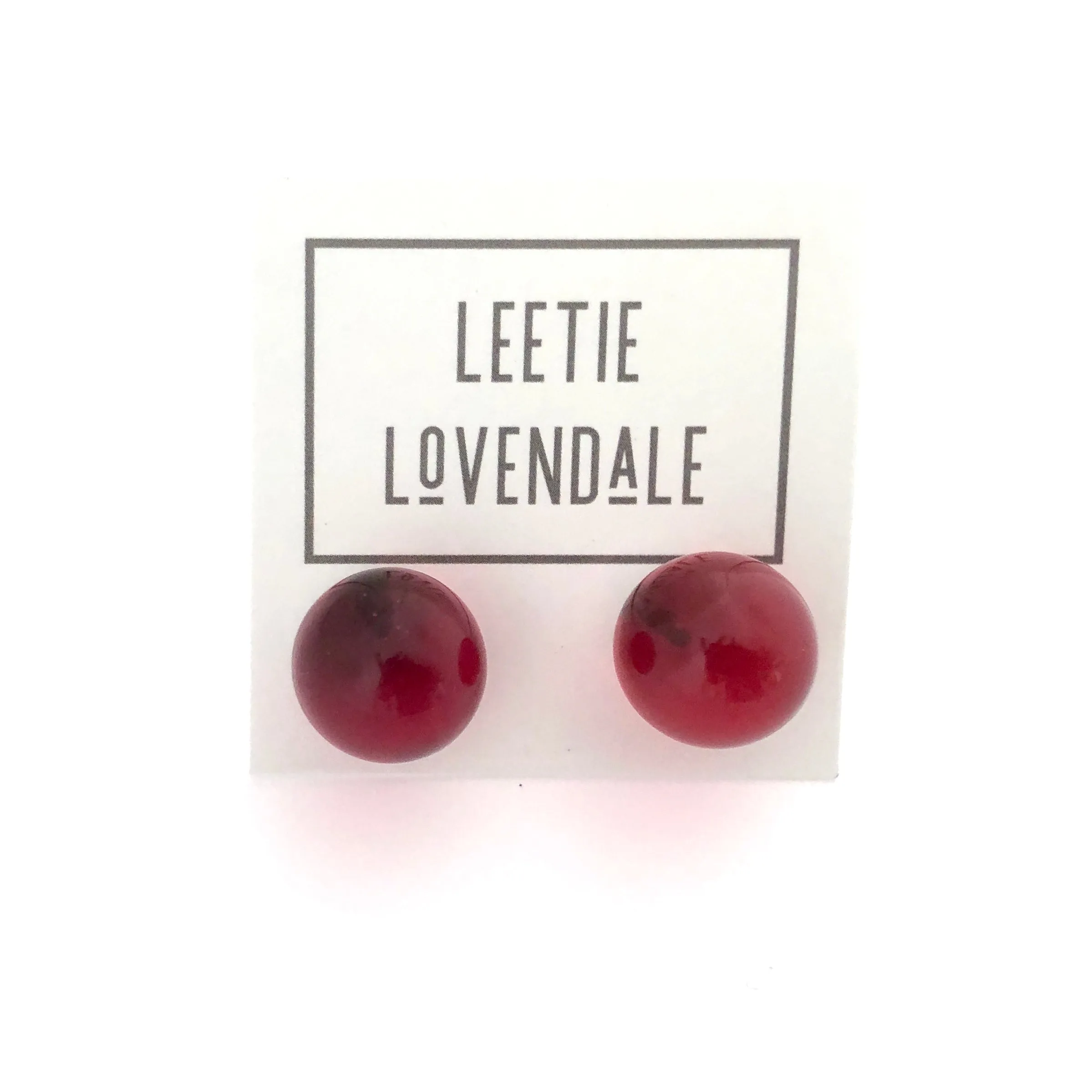 Ruby Red Transparent Jumbo Ball Stud Earrings