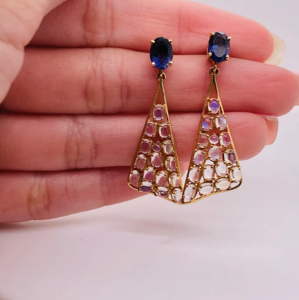 Sapphire & Moonstone Statement Earrings