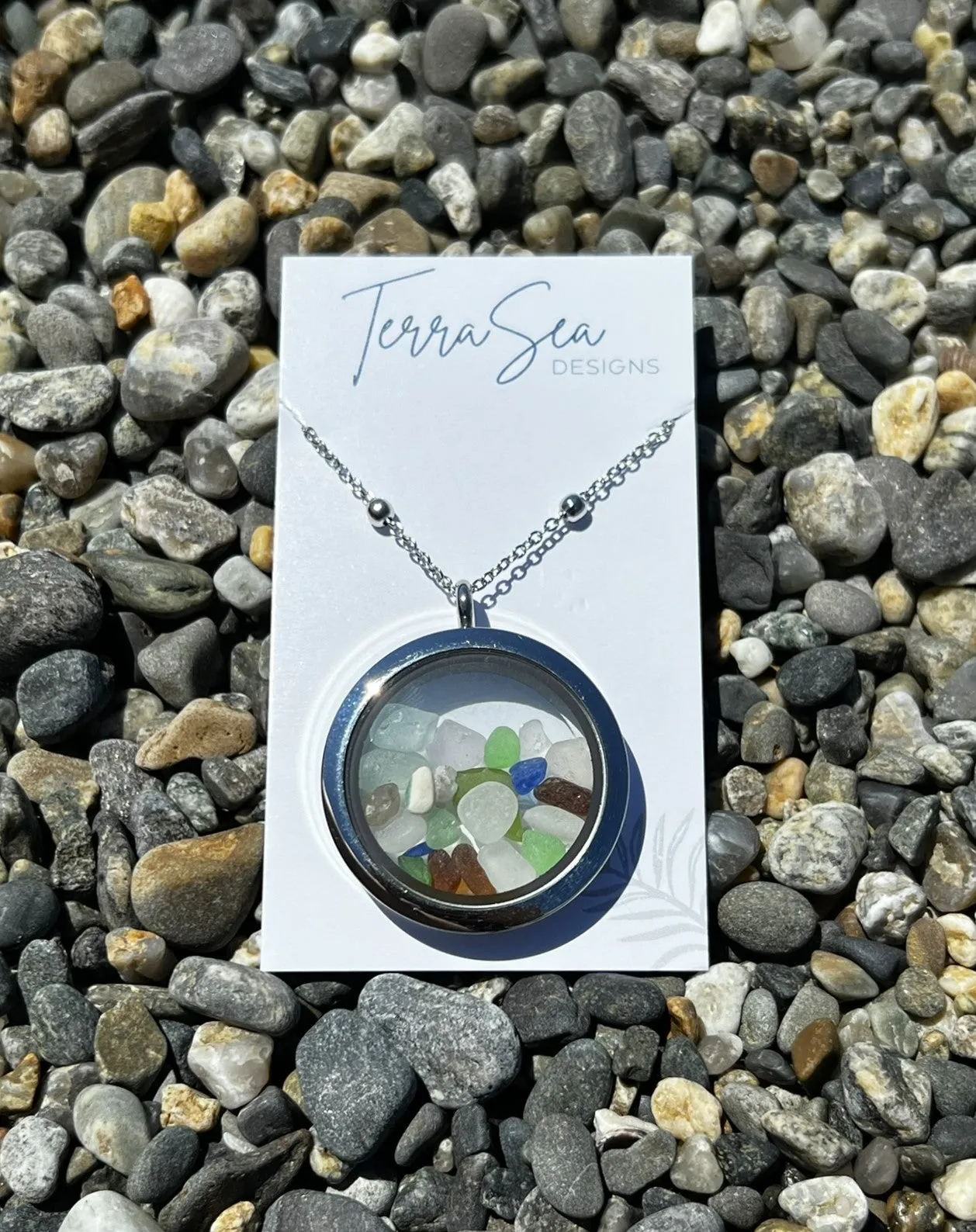 Seaglass Locket (Large-1.4")