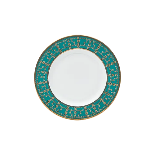 Set of 2 Bread and Butter Plates Tiara peacock blue gold