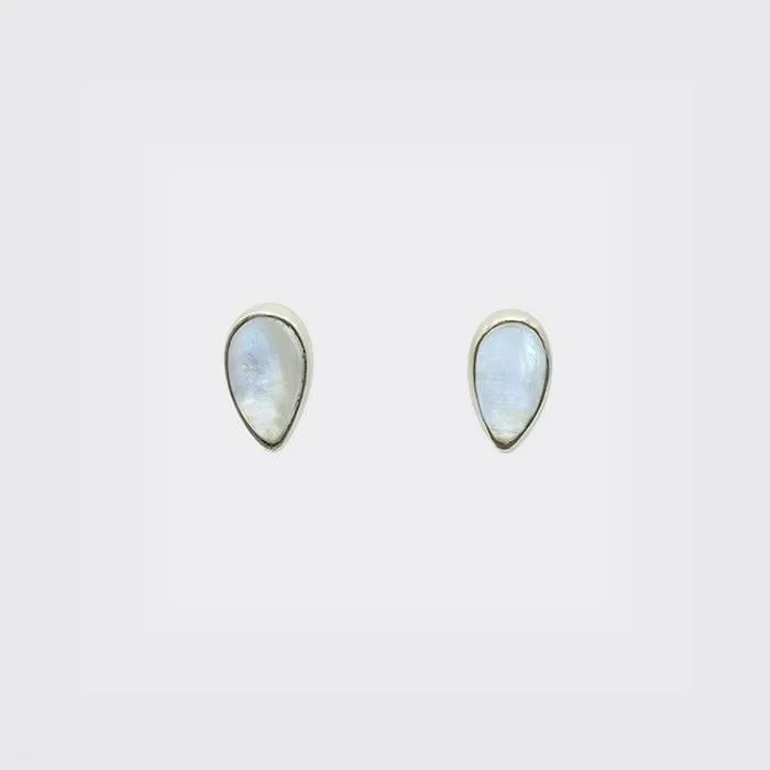 Shiny Little Rainbow Moonstone Tear Drop Stud