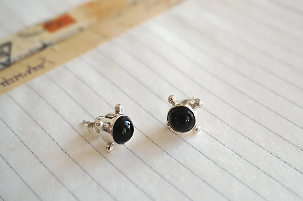 Silver Black Onyx Chloe Earrings