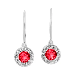 Silver Diamond 1/10Ctw & Ruby 5/8Ctw Earring