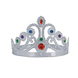 Silver Plastic Jeweled Queen Tiara Each