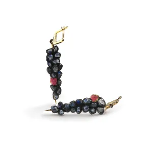 Siwan Rough Sapphire and Ruby Earrings