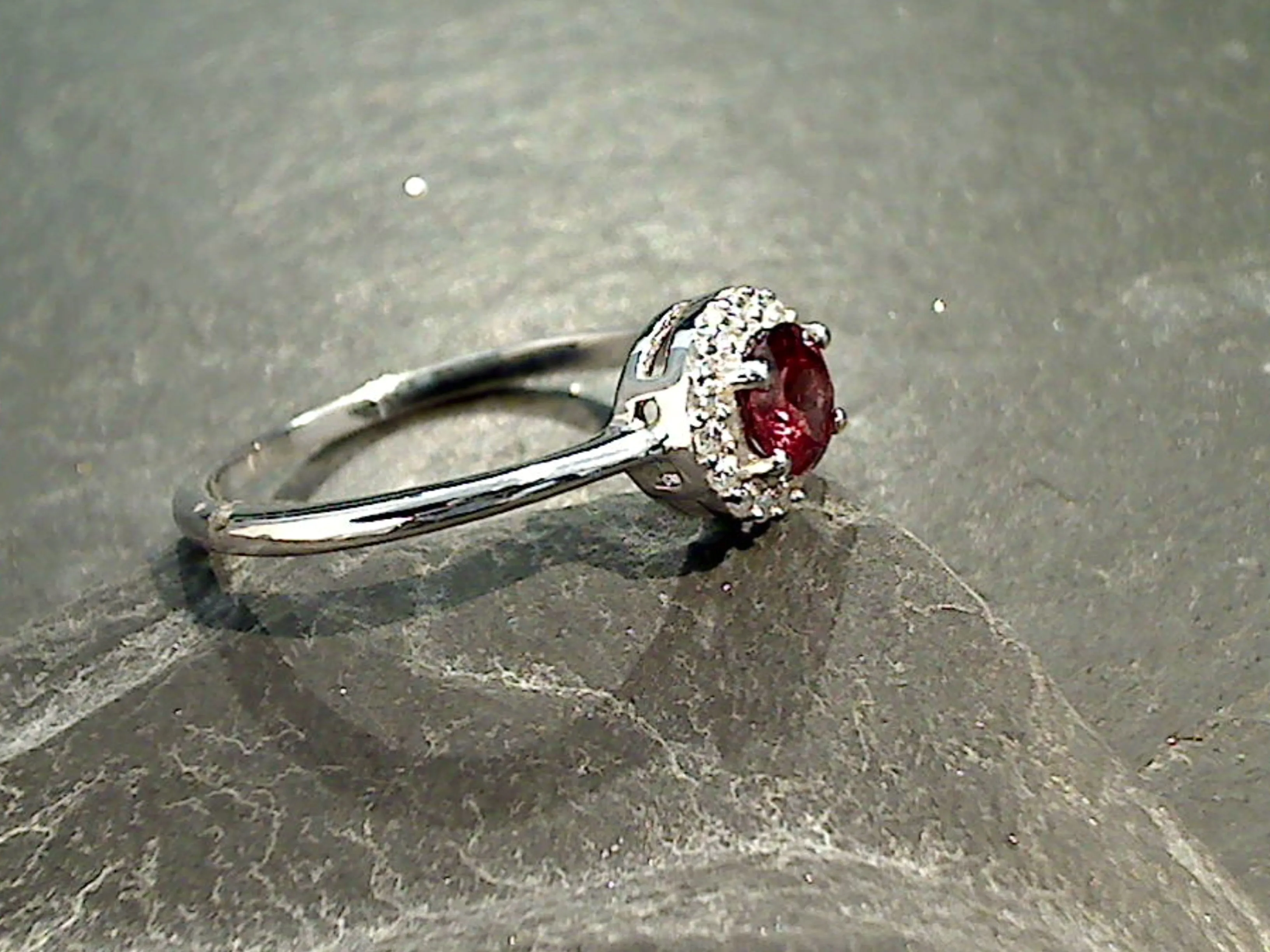 Size 7 Garnet, CZ, Sterling Silver Ring