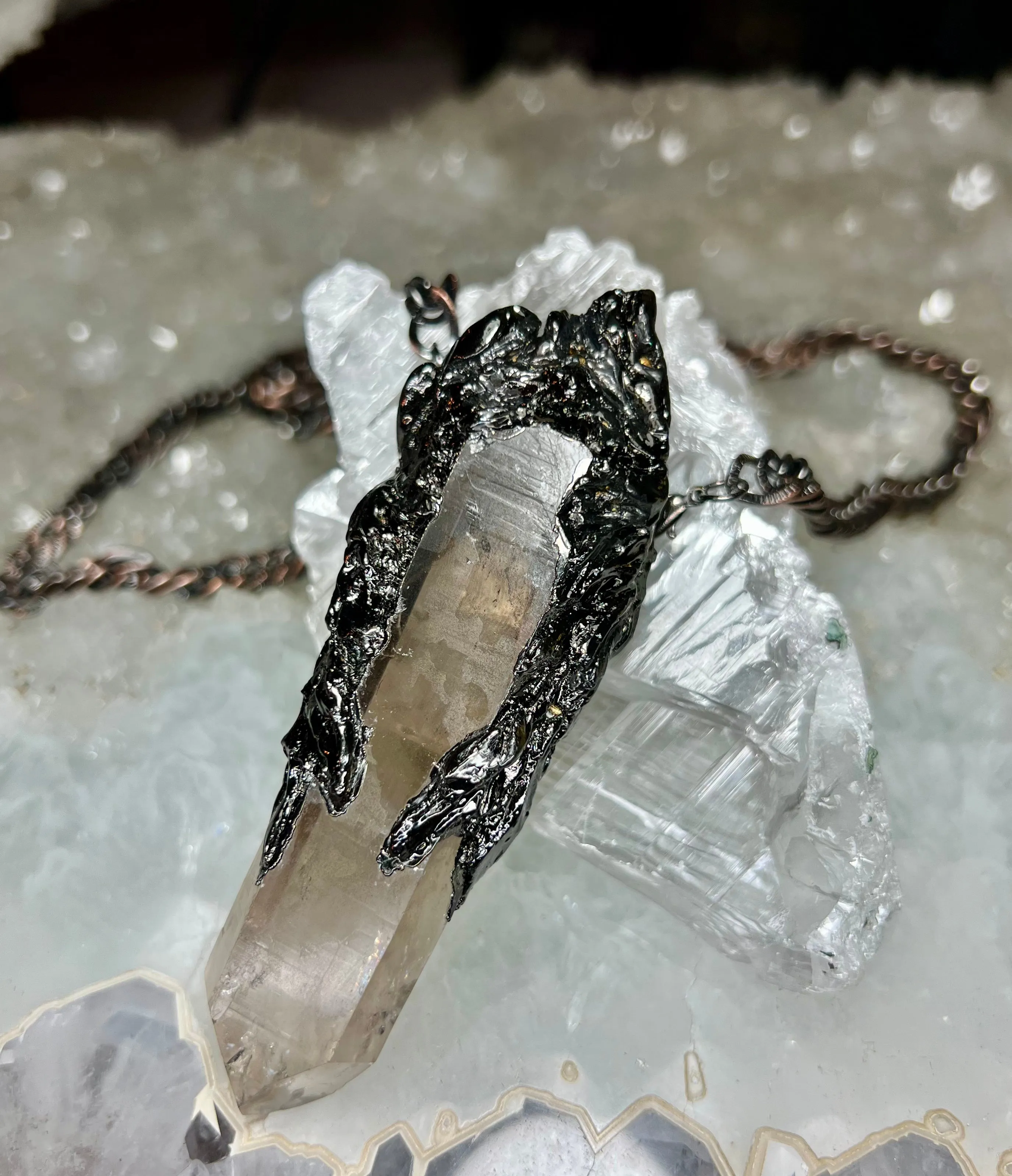 SMOKY LEMURIAN Wing necklace