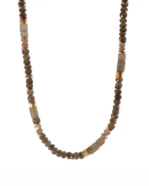 Smoky Quartz 5mm Necklace 24K Fair Trade Gold Vermeil