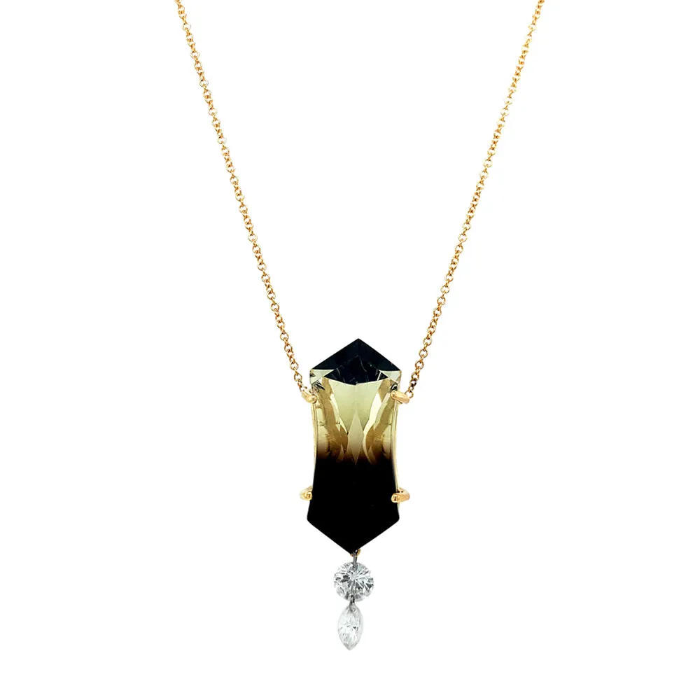 Smoky Quartz & Diamond Necklace- "Harmonious Brilliance"