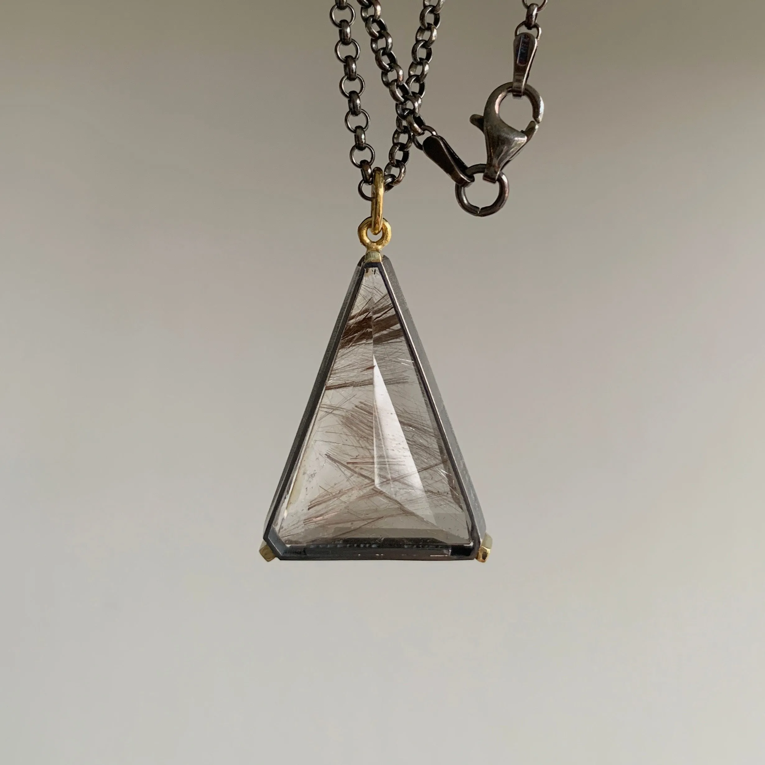 Smoky Rutilated Quartz Triangle Pendant